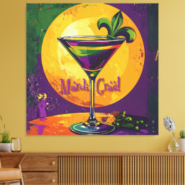 Mid Century Mardi Gras Sunset Fleur De Lis Martini キャンバスプリント