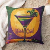 Mid Century Mardi Gras Sunset Fleur De Lis Martini クッション (ブランケット)