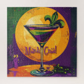 Mid Century Mardi Gras Sunset Fleur De Lis Martini ジグソーパズル (縦)