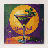Mid Century Mardi Gras Sunset Fleur De Lis Martini ジグソーパズル (縦)