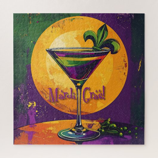 Mid Century Mardi Gras Sunset Fleur De Lis Martini ジグソーパズル (縦)