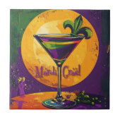 Mid Century Mardi Gras Sunset Fleur De Lis Martini タイル (正面)