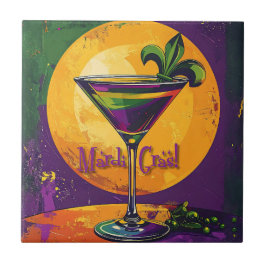 Mid Century Mardi Gras Sunset Fleur De Lis Martini タイル