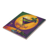 Mid Century Mardi Gras Sunset Fleur De Lis Martini タイル (側面)