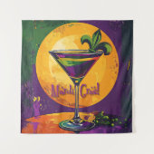 Mid Century Mardi Gras Sunset Fleur De Lis Martini タペストリー (正面)