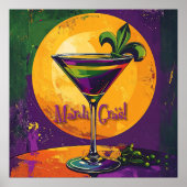 Mid Century Mardi Gras Sunset Fleur De Lis Martini ポスター (正面)