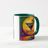 Mid Century Mardi Gras Sunset Fleur De Lis Martini マグカップ (正面右)