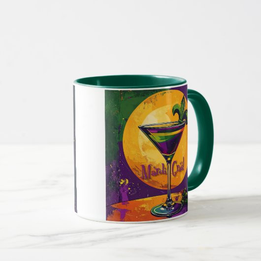 Mid Century Mardi Gras Sunset Fleur De Lis Martini マグカップ (正面右)