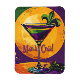 Mid Century Mardi Gras Sunset Fleur De Lis Martini マグネット