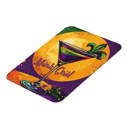 Mid Century Mardi Gras Sunset Fleur De Lis Martini マグネット (左側)