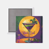 Mid Century Mardi Gras Sunset Fleur De Lis Martini マグネット (正面/裏面)