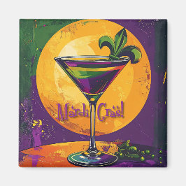 Mid Century Mardi Gras Sunset Fleur De Lis Martini マグネット
