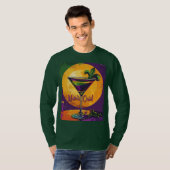 Mid Century Mardi Gras Sunset Fleur De Lis Martini Tシャツ (正面フル)