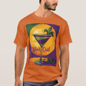 Mid Century Mardi Gras Sunset Fleur De Lis Martini Tシャツ (正面)