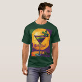 Mid Century Mardi Gras Sunset Fleur De Lis Martini Tシャツ (正面フル)