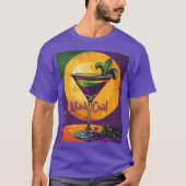 Mid Century Mardi Gras Sunset Fleur De Lis Martini Tシャツ (正面)