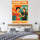 Mid Century Martini Dance Party キャンバスプリント (インサイチュ (寝室))