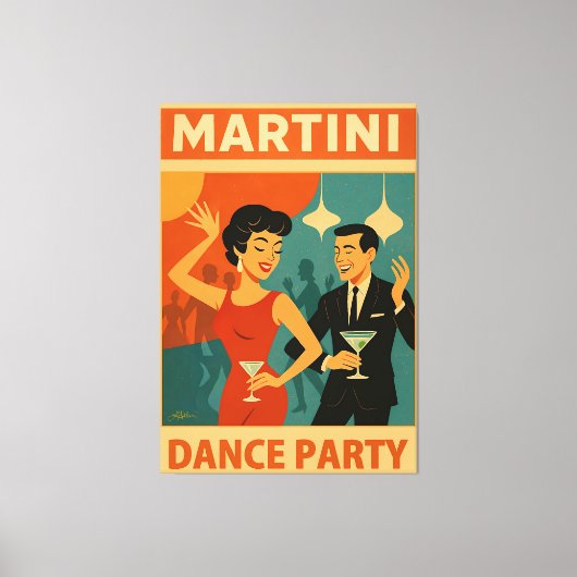 Mid Century Martini Dance Party キャンバスプリント (正面)