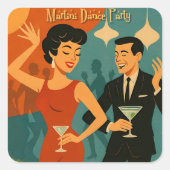 Mid Century Martini Dance Party スクエアシール (正面)