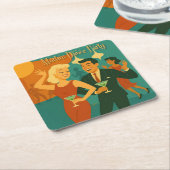 Mid Century Martini Dance Party スクエアペーパーコースター (アングル)