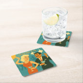 Mid Century Martini Dance Party スクエアペーパーコースター (インサイチュ)