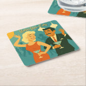Mid Century Martini Dance Party スクエアペーパーコースター (アングル)