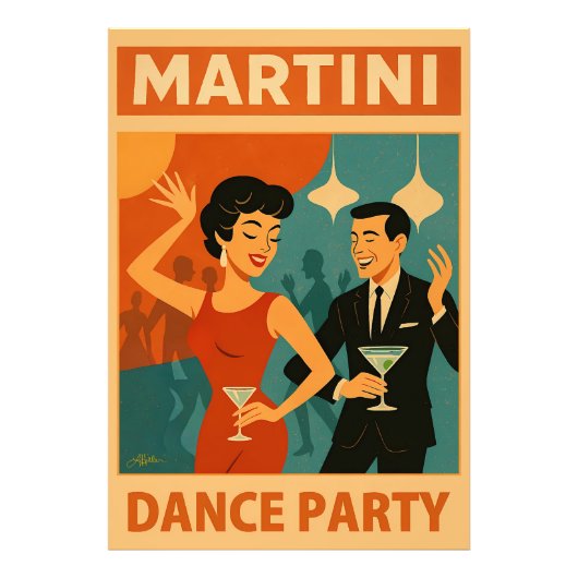 Mid Century Martini Dance Party フォトプリント (正面)