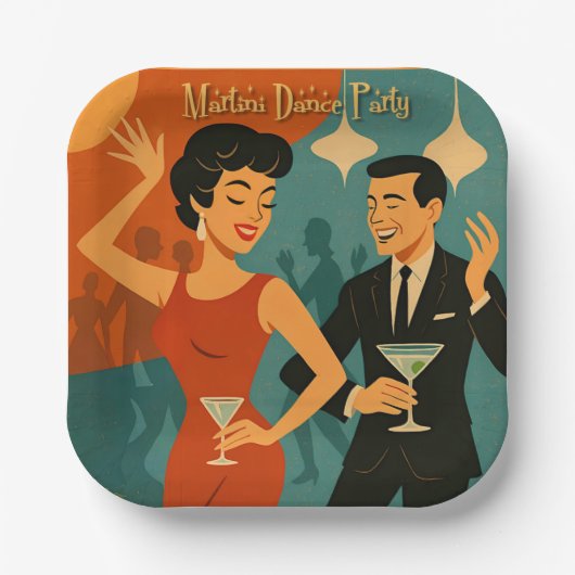 Mid Century Martini Dance Party ペーパープレート (正面)