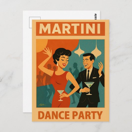 Mid Century Martini Dance Party ポストカード (正面/裏面)