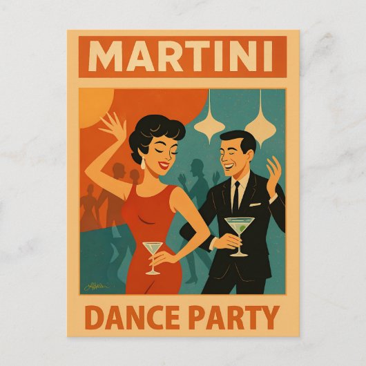 Mid Century Martini Dance Party ポストカード (正面)