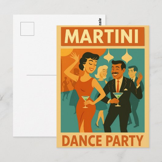 Mid Century Martini Dance Party ポストカード (正面/裏面)