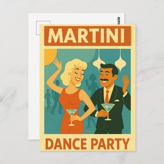 Mid Century Martini Dance Party ポストカード (正面/裏面)