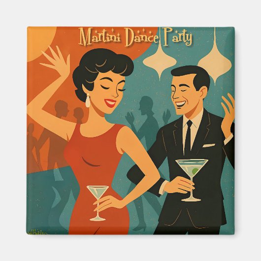 Mid Century Martini Dance Party マグネット (正面)
