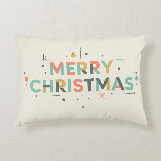 Mid-Century Merry Christmas – Retro Style アクセントクッション (正面)