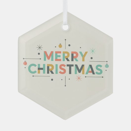 Mid-Century Merry Christmas – Retro Style ガラスオーナメント (正面)