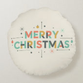 Mid-Century Merry Christmas – Retro Style ラウンドクッション (裏面)