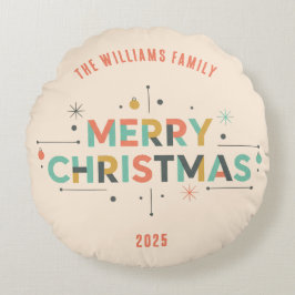 Mid-Century Merry Christmas – Retro Style ラウンドクッション