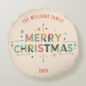 Mid-Century Merry Christmas – Retro Style ラウンドクッション (裏面)