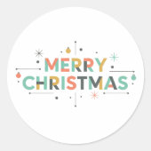 Mid-Century Merry Christmas – Retro Style ラウンドシール (正面)