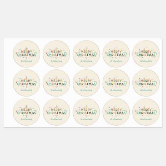 Mid-Century Merry Christmas – Retro Style ラベル (シート)