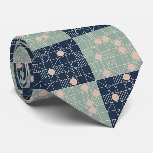 Mid-Century Mint & Navy Atomic Starburst  ネクタイ (ロール)