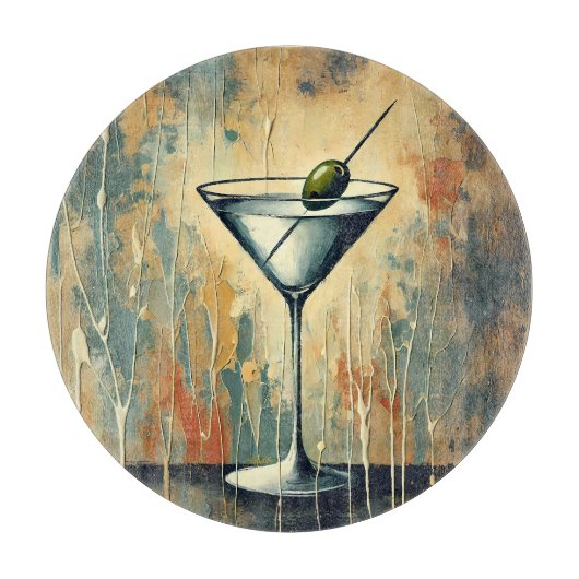 Mid Century Mixed Media Martini Art カッティングボード (正面)