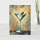 Mid Century Mixed Media Martini Art カード (正面)