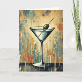 Mid Century Mixed Media Martini Art カード