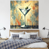 Mid Century Mixed Media Martini Art キャンバスプリント (インサイチュ (寝室))