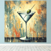 Mid Century Mixed Media Martini Art キャンバスプリント (インサイチュ (ウッドフロア))