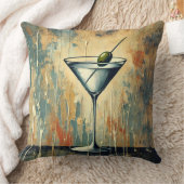 Mid Century Mixed Media Martini Art クッション (ブランケット)