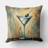 Mid Century Mixed Media Martini Art クッション (裏面)