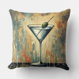 Mid Century Mixed Media Martini Art クッション