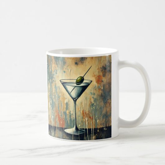 Mid Century Mixed Media Martini Art コーヒーマグカップ (右)